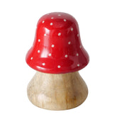 Paddenstoel hout rood witte stippen 7cm - (BO-9720272)